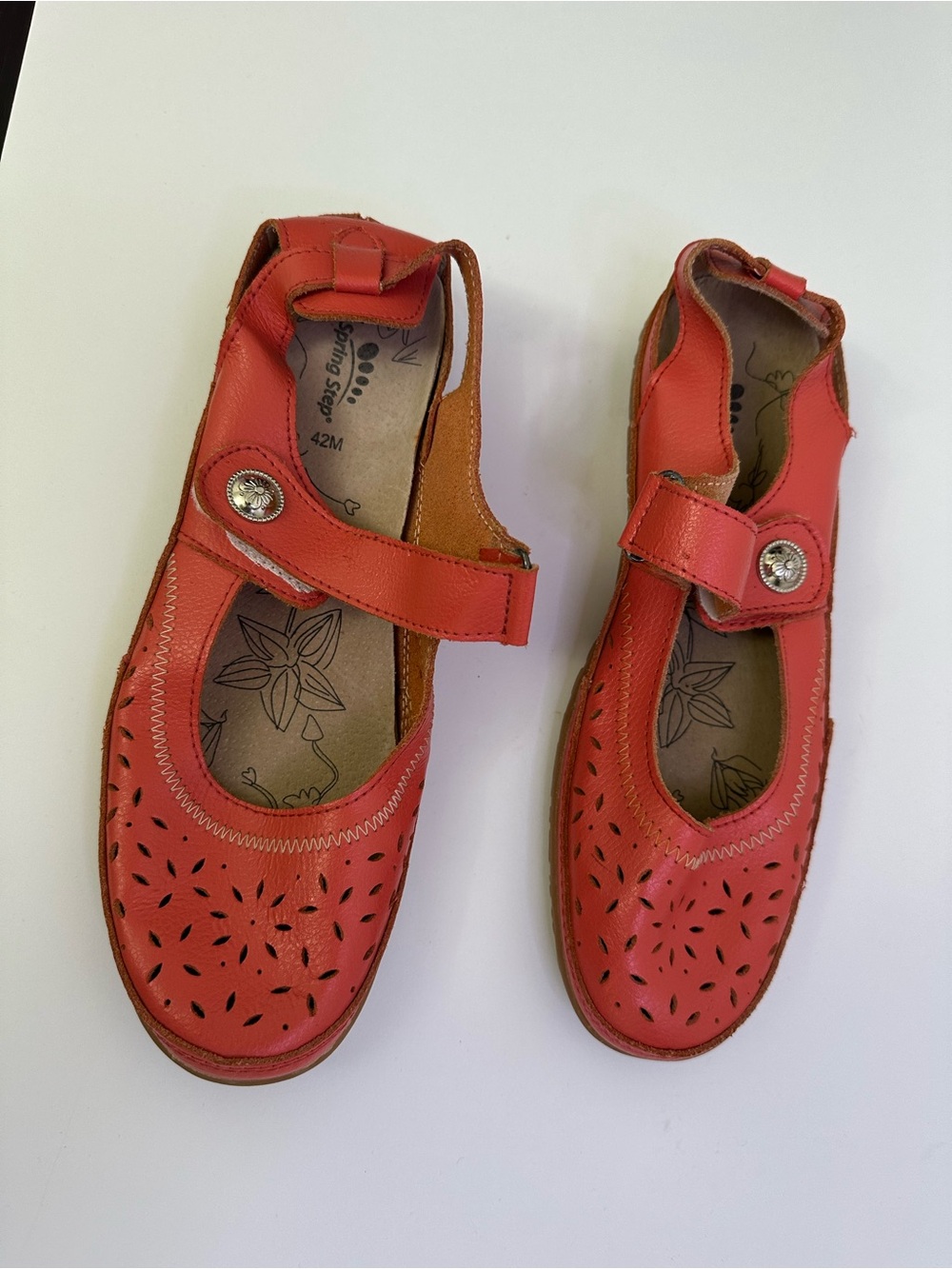 Spring Step Red Leather Mary Jane Sandals